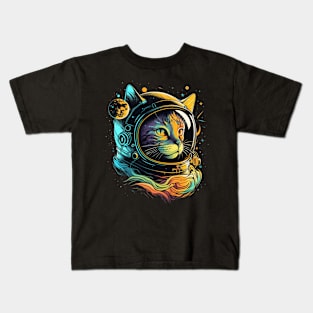 Astronaut Cat Space Cat Galaxy Kitten Kids T-Shirt